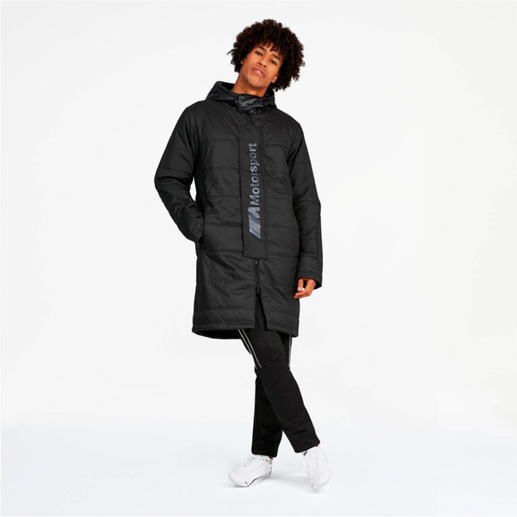 Puma x BMW Motorsport Puffer Long Parka Jacket Black - Picture 4 of 10